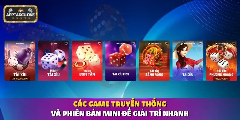 Các game truyền thống và phiên bản mini để giải trí nhanh
